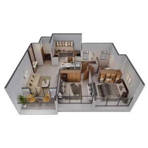 IOS Prime Tathawade 2 BHK Floor Plan Image