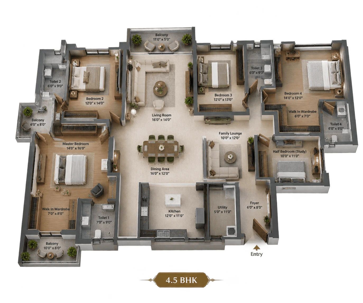 IOS Prime Tathawade 4.5 BHK Floor Plan Image