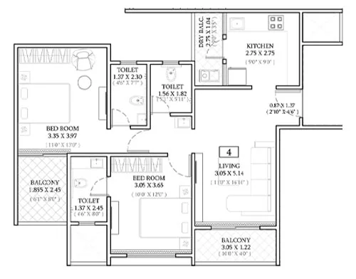 IOS Prime Tathawade 2BHK Image