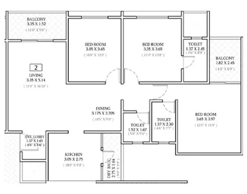 IOS Prime Tathawade 3BHK Image